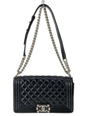CHANEL Boy Chanel 25 Black Leather Shoulder Bag